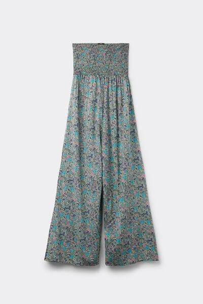 Multicolour Smocked Bandeau Jumpsuit, , large image number 4