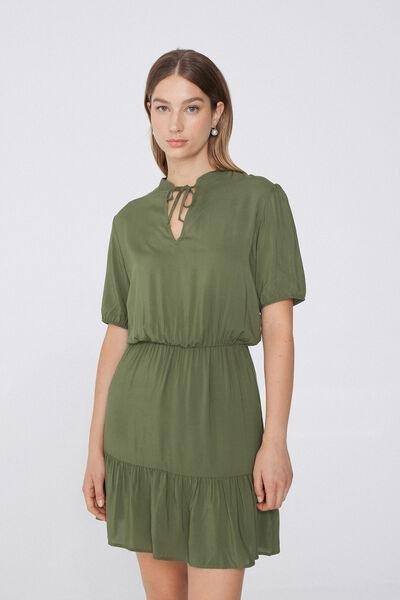 Green Ruffle Trimmed Dress, , large image number 0