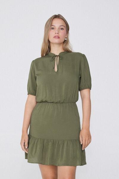 Green Ruffle Trimmed Dress, , large image number 0