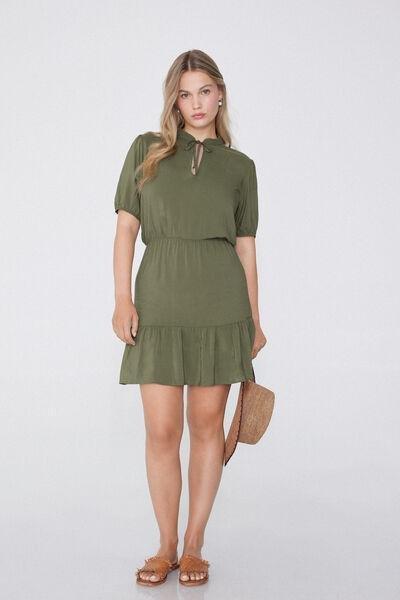 Green Ruffle Trimmed Dress, , large image number 1