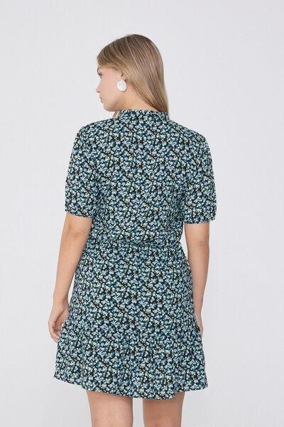 Blue Ruffle Trimmed Dress, 5701_907W, large image number 2