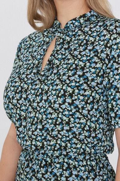 Blue Ruffle Trimmed Dress, 5701_907W, large image number 3