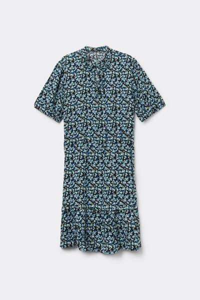 Blue Ruffle Trimmed Dress, 5701_907W, large image number 4