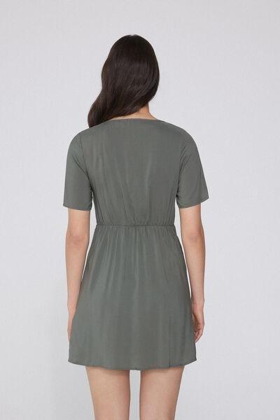 Green Short Sleeve Viscose Dress, 5701_732Y, large image number 2