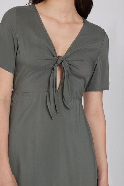 Green Short Sleeve Viscose Dress, 5701_732Y, large image number 3