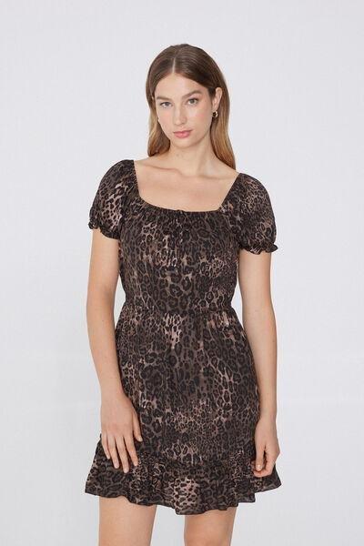 Multicolour Animal Print Dress, 5701_910W, large image number 1