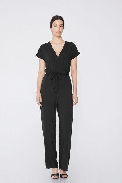 Black Short Sleeves Jumpsuit, , large image number 0