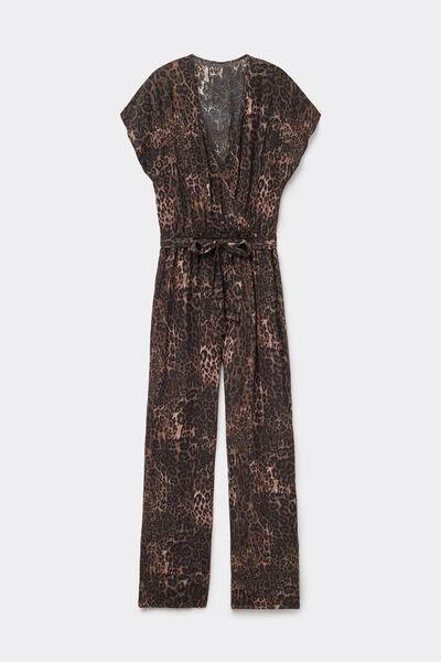 Multicolour Animal Print Short Sleeves Jumpsuit, , large image number 4