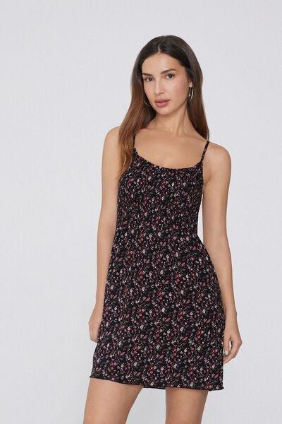 Black Narrow Sholder Straps Dress, , large image number 1