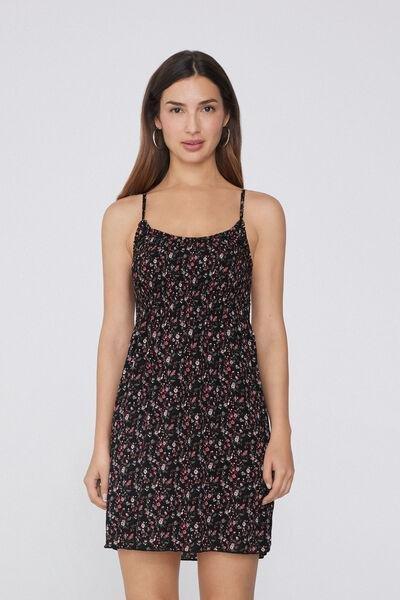 Black Narrow Sholder Straps Dress, 5701_753Y, large image number 1