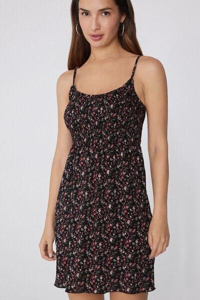 Black Narrow Sholder Straps Dress, 5701_753Y, large image number 3