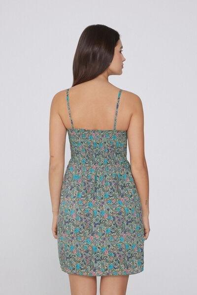 Blue Narrow Sholder Straps Dress, , large image number 2