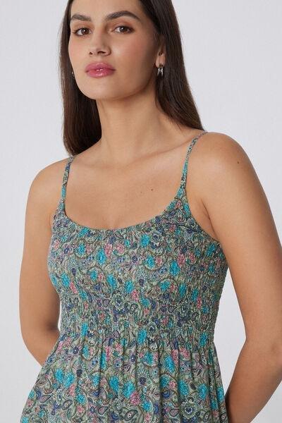 Blue Narrow Sholder Straps Dress, , large image number 3
