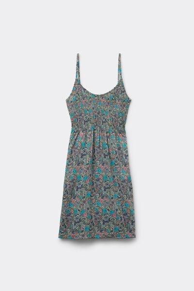 Blue Narrow Sholder Straps Dress, , large image number 4