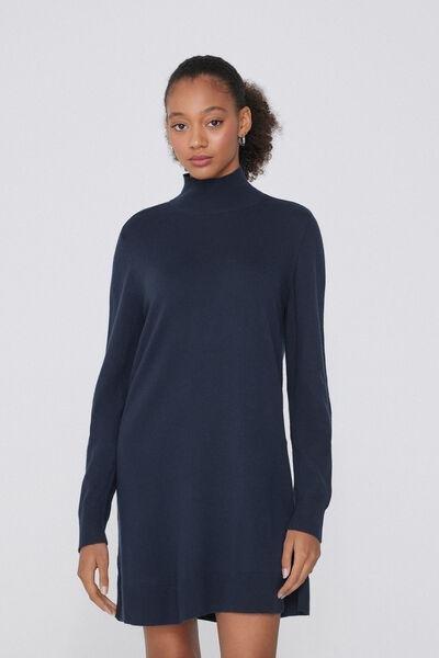 Navy Polo Neck Dress, , large image number 0
