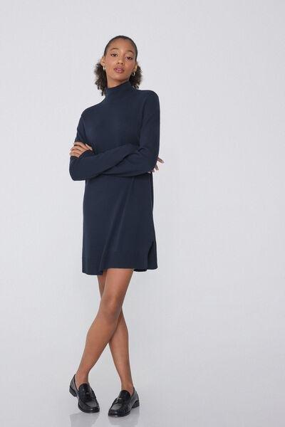 Navy Polo Neck Dress, , large image number 1