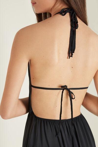 BLACK Viscose Canvas Triangle Midi Dress, , large image number 3