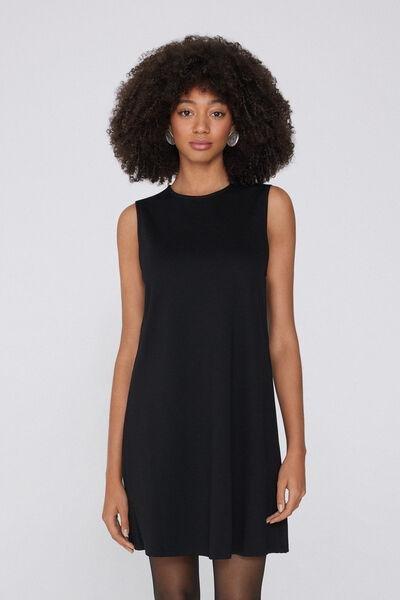 Black Sleeveless Milano Stitch Dress, , large image number 0