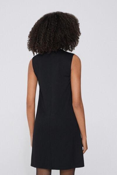 Black Sleeveless Milano Stitch Dress, , large image number 2