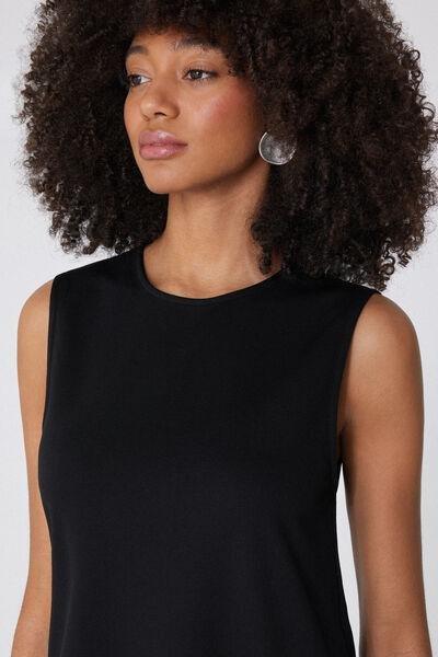 Black Sleeveless Milano Stitch Dress, , large image number 3