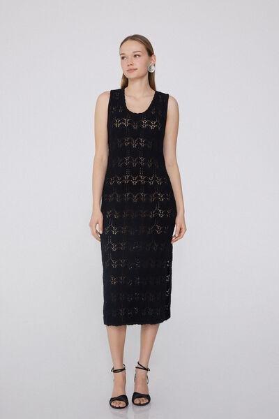 Black Short Crochet Dress, , large image number 0
