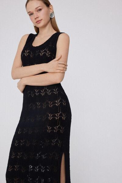 Black Short Crochet Dress, , large image number 3