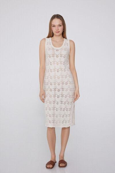 White Short Crochet Dress, , large image number 0