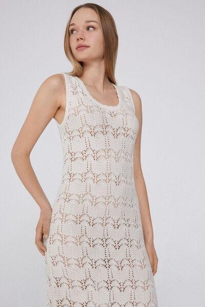 White Short Crochet Dress, , large image number 3