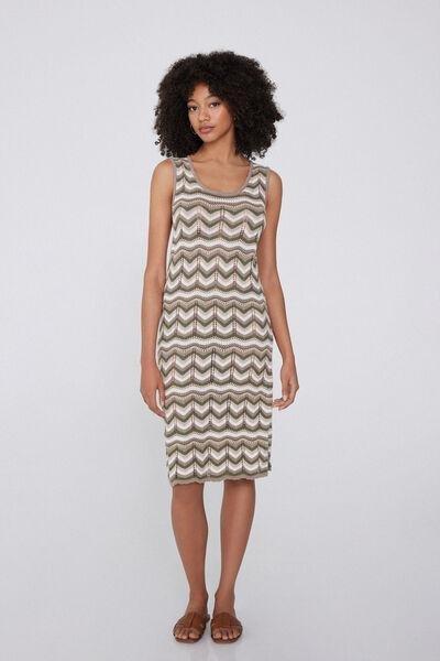 Brown Crochet Midi Dress, , large image number 0