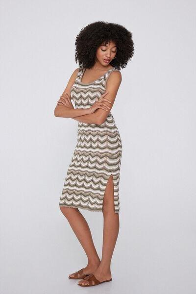 Brown Crochet Midi Dress, , large image number 1