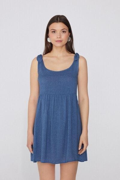 Blue Short Knotted Dress, , large image number 0