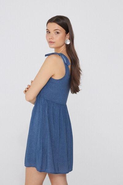 Blue Short Knotted Dress, , large image number 1