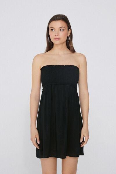 Black Short Bandeau Dress, Black, large image number 0