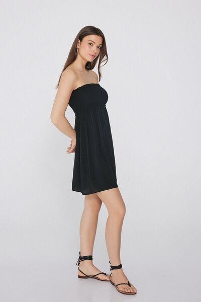 Black Short Bandeau Dress, Black, large image number 1