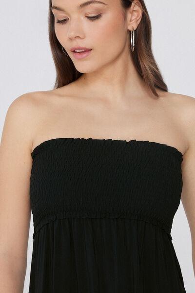 Black Short Bandeau Dress, Black, large image number 3