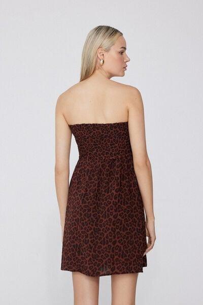 Brown Short Bandeau Dress, , large image number 1