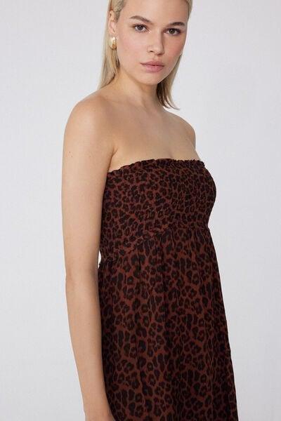 Brown Short Bandeau Dress, , large image number 2