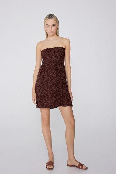 Brown Short Bandeau Dress, 5701_512Y, large image number 5