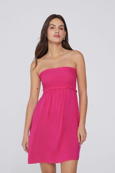 Pink Short Smock Stitch Dress, , large image number 1