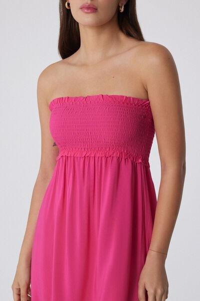 Pink Short Smock Stitch Dress, , large image number 3