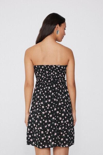 Black Smock Stitch Short Dress, , large image number 2