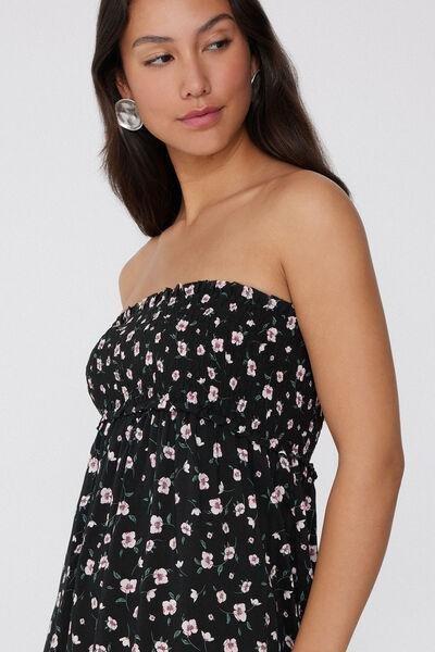 Black Smock Stitch Short Dress, , large image number 3