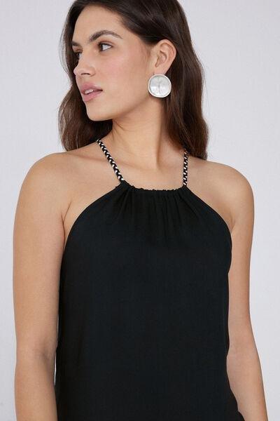 Black Braided Midi Dress, Black, large image number 3