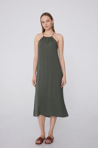 Green Braided Midi Dress, , large image number 0