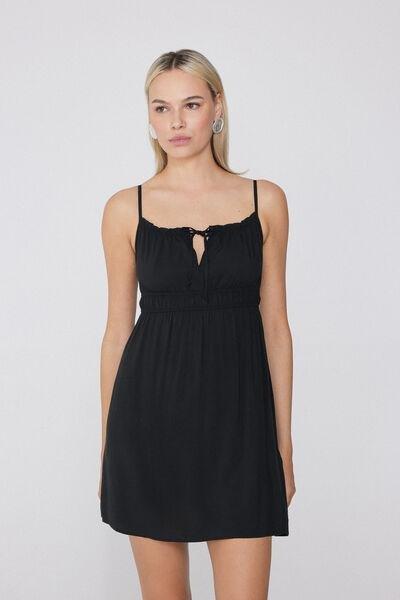 Black Short Canvas Dress, , large image number 0