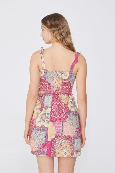 Multicolour Short Smock Stitch Dress, 5701_912W, large image number 1