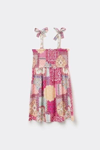 Multicolour Short Smock Stitch Dress, 5701_912W, large image number 3