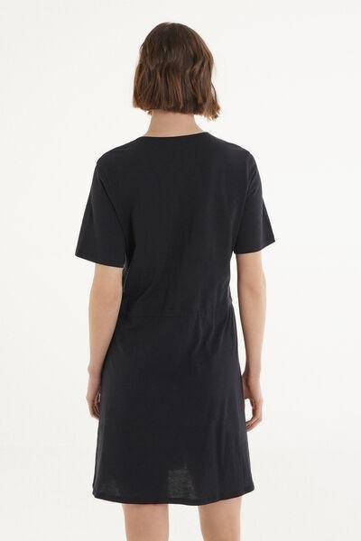 Black Short Sleeve Short V-Neck Dress, , large image number 2