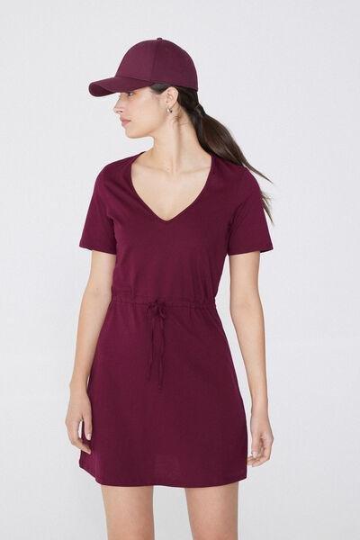 Burgundy Short V-Neck Dress, , large image number 1