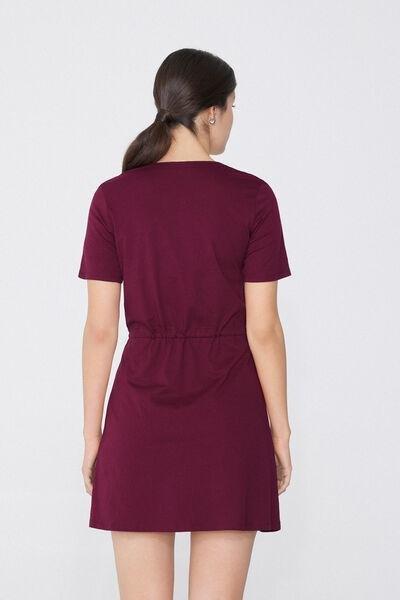 Burgundy Short V-Neck Dress, , large image number 2